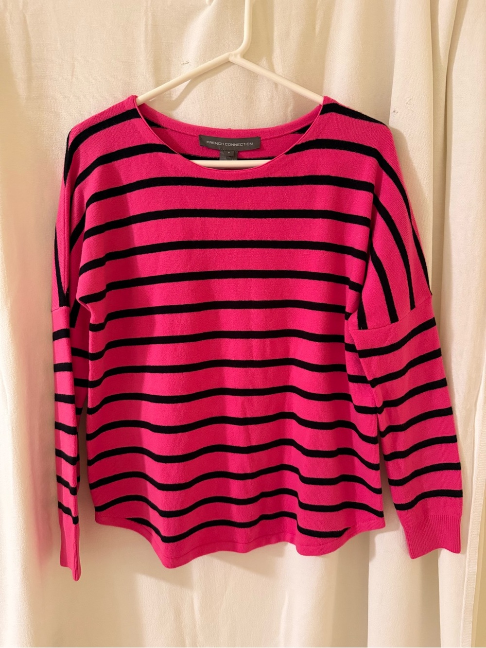 French Connection Hot Pink and Black Striped Long Sleeve Top